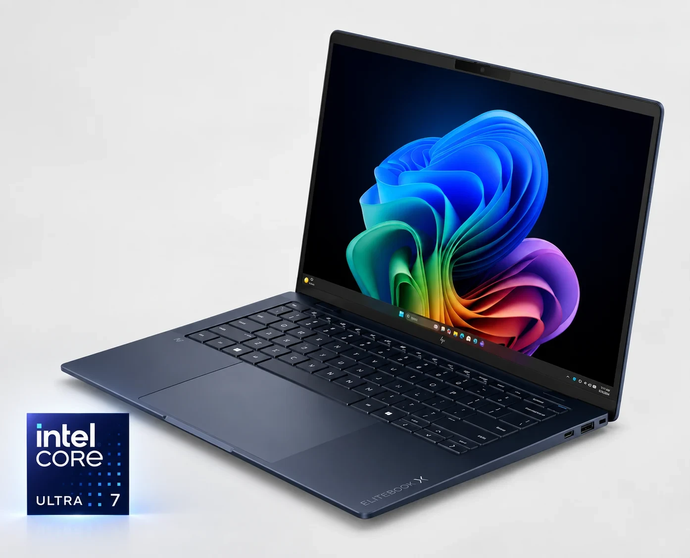 HP EliteBook X G2i5 with intel core ultra 7 badge