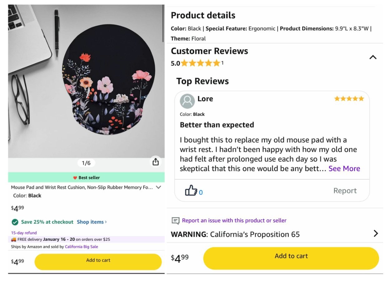 Amazon Haul product listing sample.