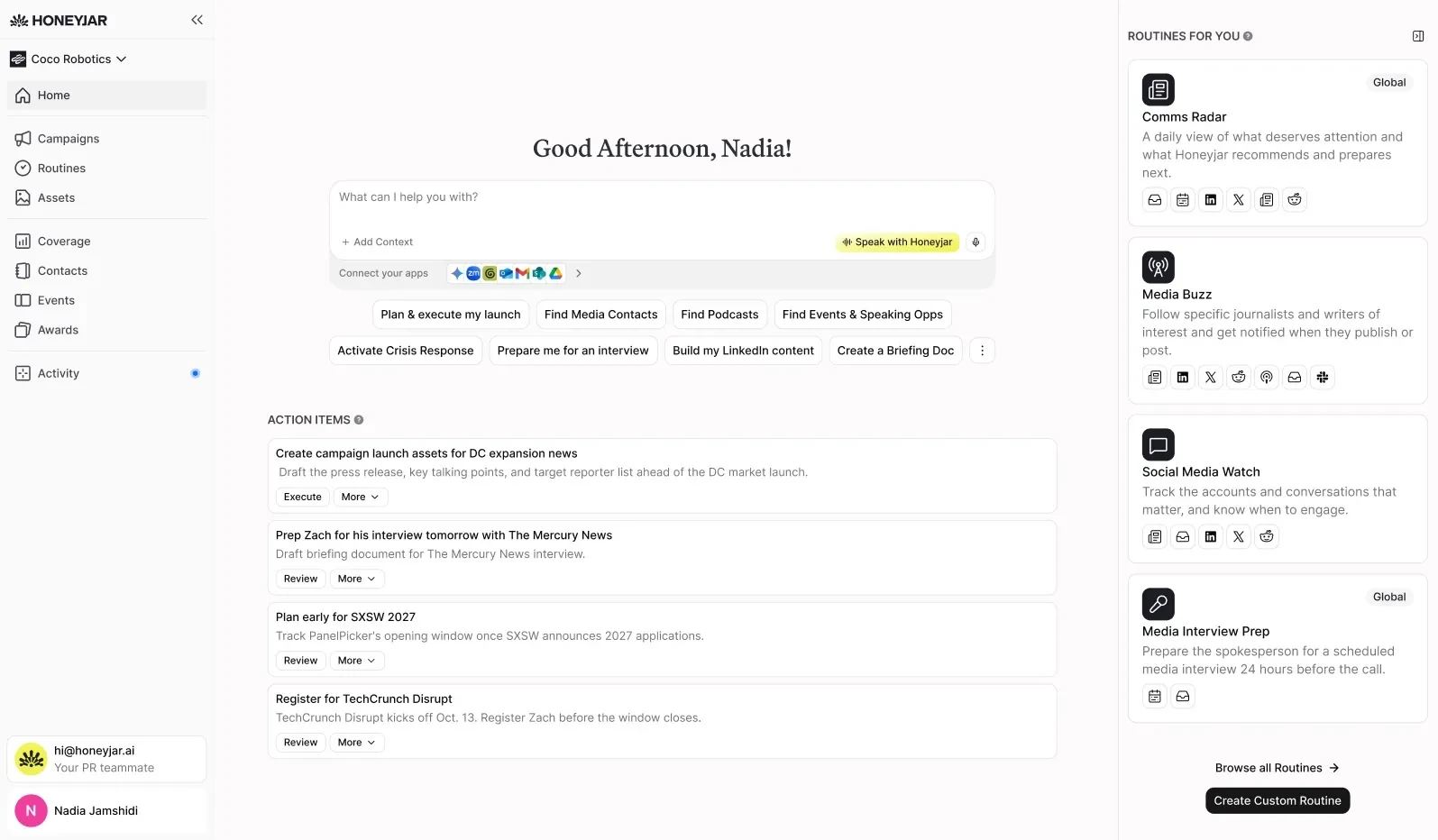 A screenshot of the Honeyjar homepage